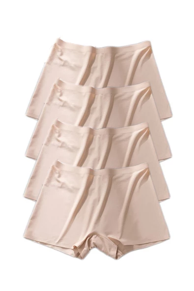 4 Adet Kadın Dikişsiz Görünmez İz Yapmaz Mini Şort Boxer Ten - Resim 2