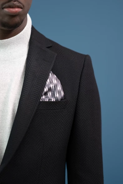 Apartro Regular Fit Mono Yaka Çift Yırtmaç Torba Cep Armürlü Tek Ceket - 12