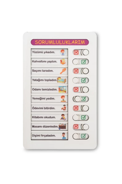 Montessori Sorumluluklarım Ahşap Board - Çocuklar İçin Eğitici ve Eğlenceli Sorumluluk Takip Oyuncağı - 3