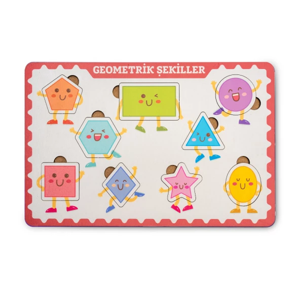 Montessori Geometrik Şekiller Ahşap Bultak Puzzle Seti / Eğitici, Öğretici ve Güvenli Çocuk Oyuncağı - 3