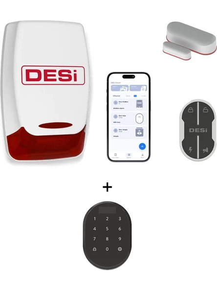 Desi Alarm Midline Smart Akıllı Hırsız Alarm Sistemi + Keypad (Wifi-Ble-Uygulama ile Kullanım)