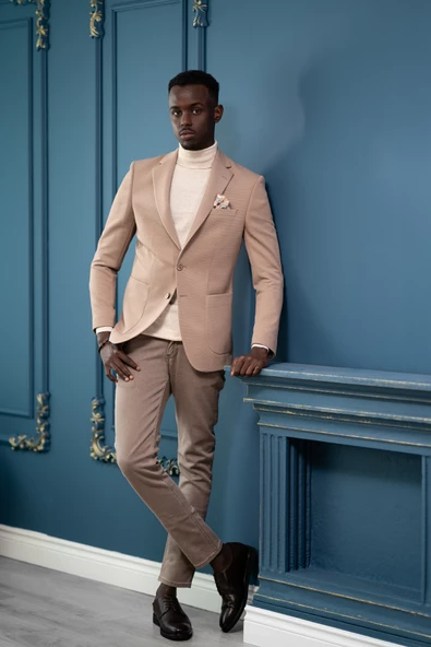 Armürlü Regular Fit Mono Yaka Çift Yırtmaç Torba Cep Tek Ceket - 7