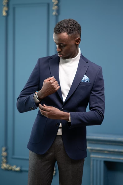 Armürlü Regular Fit Mono Yaka Çift Yırtmaç Torba Cep Tek Ceket - 3