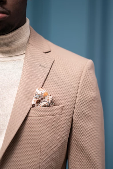 Armürlü Regular Fit Mono Yaka Çift Yırtmaç Torba Cep Tek Ceket - 10