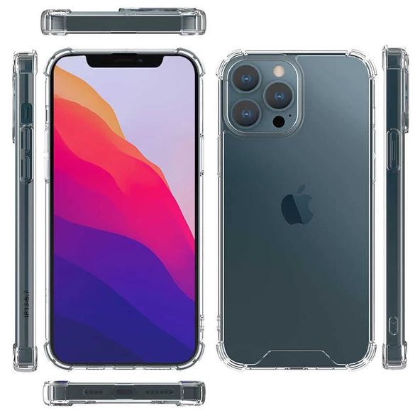 iPhone 13 Pro Kılıf Nitro Anti Shock Darbe Emici Köşe Korumalı Şeffaf Silikon Kapak - 2