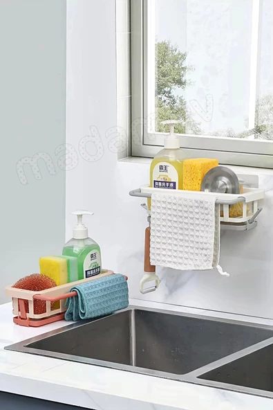 3lü Yapışkanlı Dolap İçi Düzenleyici Mutfak Banyo Lavabo Hazneli Organizer Bulaşıklık Sabunluk Seti - 5