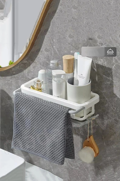 2li Yapışkanlı Dolap İçi Düzenleyici Mutfak Banyo Lavabo Askılı Organizer Bulaşıklık Sabunluk Seti - 6