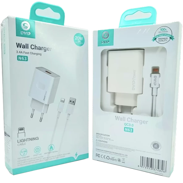 34A QC30 Usb İphone Şarj Aleti DVIP N63