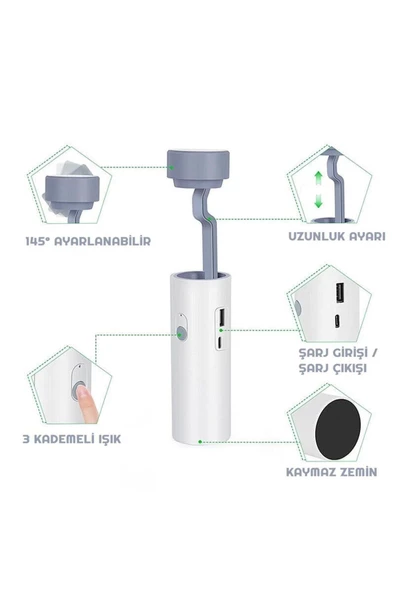 Şarjlı Dokunmatik 20 Led Çalışma Okuma Işığı Masa Lambası Kademeli Parlaklık Powerbank 1200mah - Resim 2