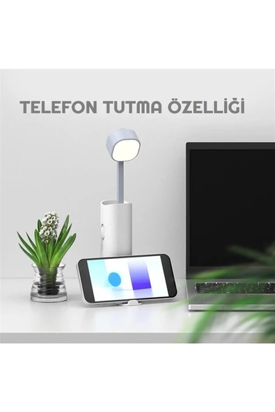 Şarjlı Dokunmatik 20 Led Çalışma Okuma Işığı Masa Lambası Kademeli Parlaklık Powerbank 1200mah - Resim 4