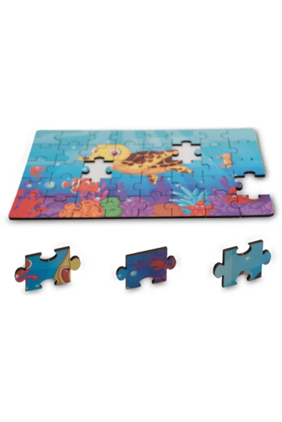 Montessori Happy Turtle Ahşap 40 Parça Puzzle, Yapboz Seti/ 1+ Yaş/ Eğitici, öğretici ve Güvenli Çocuk Oyuncağı - 3
