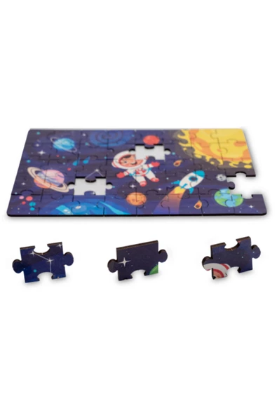 Montessori Galaxy Ahşap 40 Parça Puzzle, Yapboz Seti / 1+ Yaş / Eğitici, öğretici ve Güvenli Çocuk Oyuncağı - 3