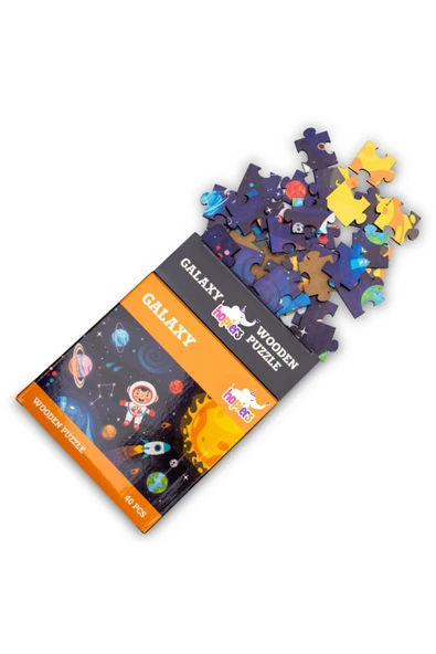 Montessori Galaxy Ahşap 40 Parça Puzzle, Yapboz Seti / 1+ Yaş / Eğitici, öğretici ve Güvenli Çocuk Oyuncağı