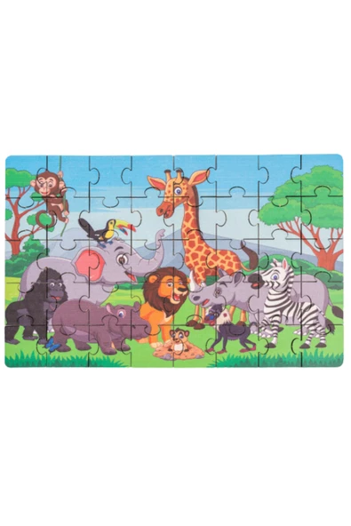Montessori Safari Animals Ahşap 40 Parça Puzzle/ 1+ Yaş / Eğitici, öğretici ve Güvenli Çocuk Oyuncağı - 4