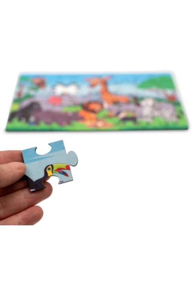 Montessori Safari Animals Ahşap 40 Parça Puzzle/ 1+ Yaş / Eğitici, öğretici ve Güvenli Çocuk Oyuncağı - 2