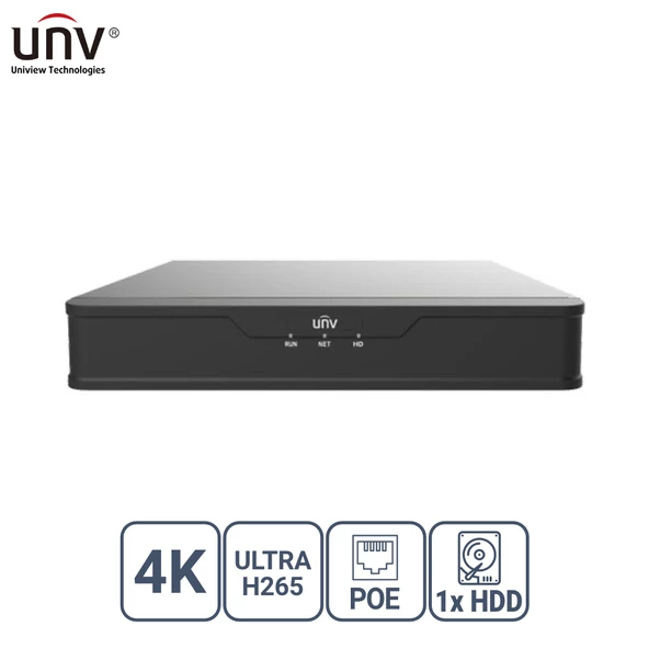 UNIVIEW  NVR301-08S3-P8 8 KANAL POE VGA/HDMI H265+ NVR KAYIT CIHAZI