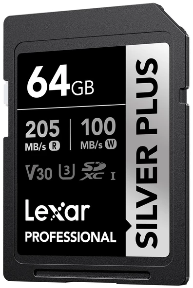 LEXAR LSDSIPL064G-BNNNG SD PROFESSIONAL SILVER PLUS SDXC UHS-I CARDS UP TO 205MB/S READ 100MB/S WRITE C10 V30 U3 - 4