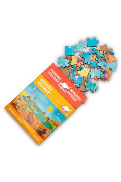 Montessori Summer Holiday Ahşap 40 Parça Puzzle/ 1+ Yaş / Eğitici, Öğretici ve Güvenli Çocuk Oyuncağı