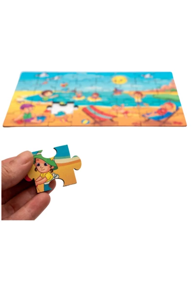Montessori Summer Holiday Ahşap 40 Parça Puzzle/ 1+ Yaş / Eğitici, Öğretici ve Güvenli Çocuk Oyuncağı - 2