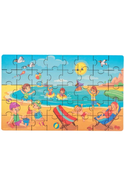 Montessori Summer Holiday Ahşap 40 Parça Puzzle/ 1+ Yaş / Eğitici, Öğretici ve Güvenli Çocuk Oyuncağı - 4