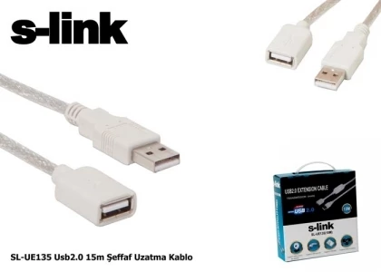 S-LINK SL-UE135 Usb2.0 15m Seffaf Uzatma Kablo