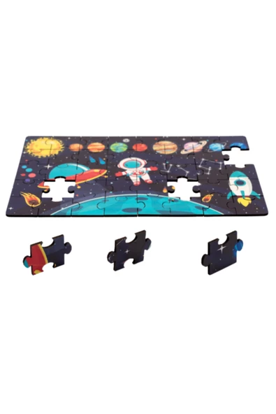 Montessori Outher Space Ahşap 40 Parça Puzzle / 1+ Yaş / Eğitici, öğretici ve Güvenli Çocuk Oyuncağı - 3