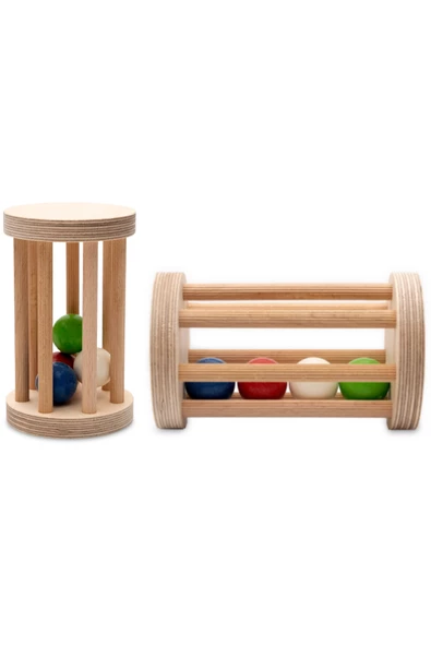 Montessori Ahşap Bebek Çıngırağı / Yenidoğan ve Üzeri Yaş / Renkli ve Güvenli İlk Oyuncak - 3