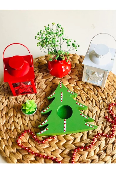 Yılbaşı Çam Ağaçlı Mumluk(tealight) - Resim 2