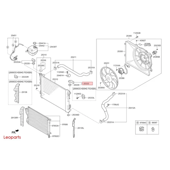 LEOPARTS İX35 - Sportage Radyatör Takozu Üst Sol 2010-2015 25333-2S200 - 2