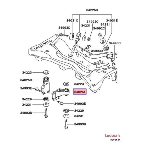 LEOPARTS Mitsubishi Outlander 4x4 Diferansiyel Takozu Arka Sol 2003-2006 MR961407 - 2