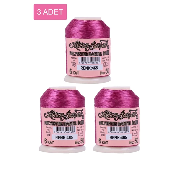 3 Adet Altınbaşak Oya ve Dantel İpi 20 gr - Royaleks - No: 465