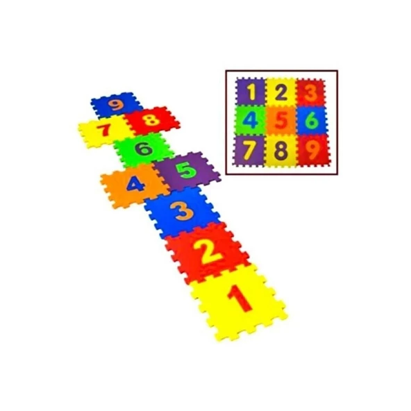 9 Parça Büyük Boy Rakamlı Sayılı Sünger Yapılı Oyun Karosu Yer Matı Puzzle Yapboz -68803