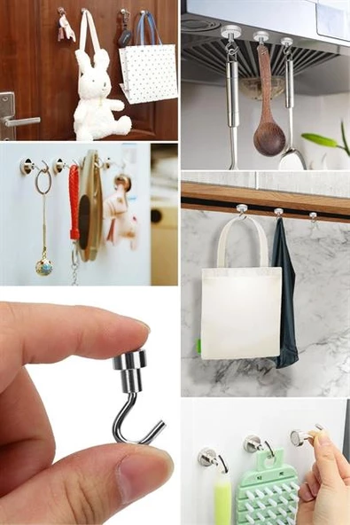 Magnet Askı 2 'li Güçlü Çok Amaçlı Manyetik Mutfak Banyo Askısı - 12