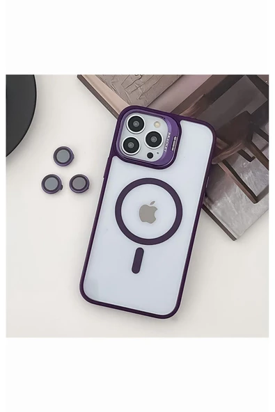 iphone 13 Kılıf Magsafe uyumlu Kamera Standlı Lens koruyuculu Kapak - 6
