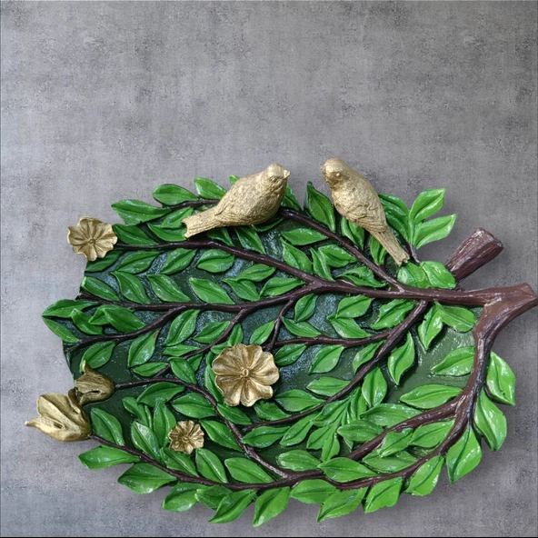 Bahar Dalı Modeli Kuşlu Tabak, Sunum Tabağı, Dekoratif - 3