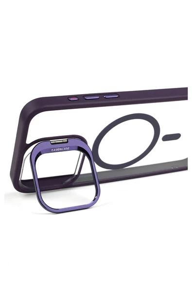 iphone 14  Kılıf Magsafe uyumlu Kamera Standlı +Lens koruyuculu Kapak - 3
