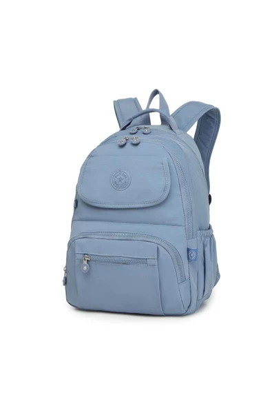 Unisex Krinkıl Kumaş Su Geçirmez Orta Boy Siyah Klinkır Sırt Çantası Okul Çantası - 5