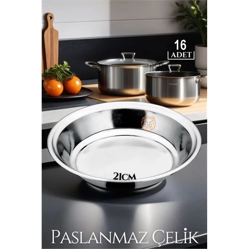 ModaCar 16 ADET 21 cm  Tabak Seti Paslanmaz Çelik B.Caprio Design 719554 Toptan Paket