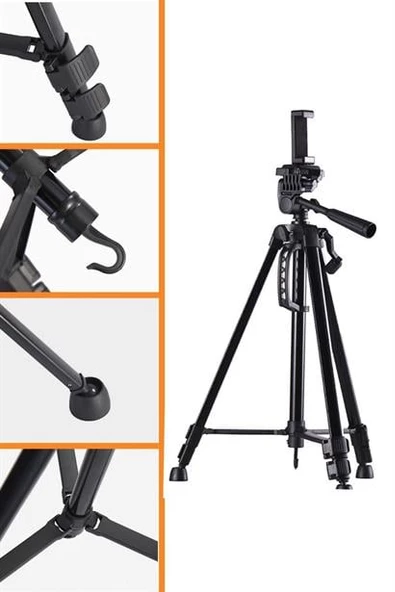 Tripod Telefon ve Fotoğraf Makinası Takılabilen 146cm Bluetooth Kumandalı Tutucu - 4