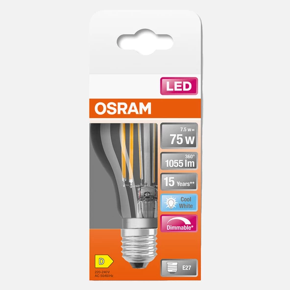 Ledscla75D 7,8W/840 230V Fıl E Led Filemant 7.8W Dim edilebilir 4000 K