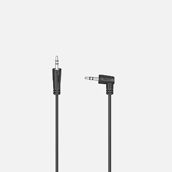 Hama 3.5 mm - 3.5 mm Stereo Açılı Uç Siyah 0,5m.