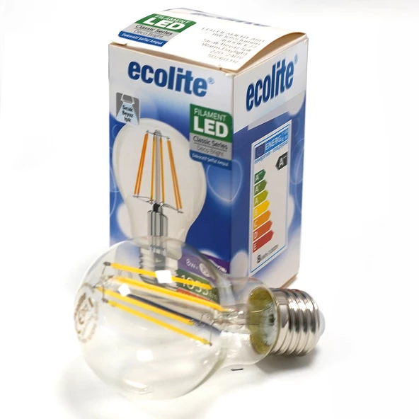 Ecolite Led Filament 8 W Beyaz Klasik E27 Duy Led Ampul
