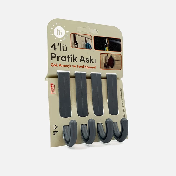 Frater Home  4'lü Pratik Askı Gri