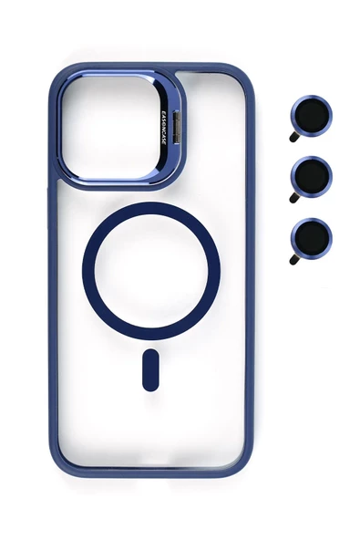 iphone 14 Pro Max Kılıf Magsafe uyumlu Kamera Standlı +Lens koruyuculu Kapak - 2