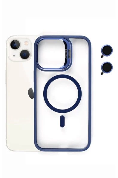 iphone 14  Kılıf Magsafe uyumlu Kamera Standlı +Lens koruyuculu Kapak - 7