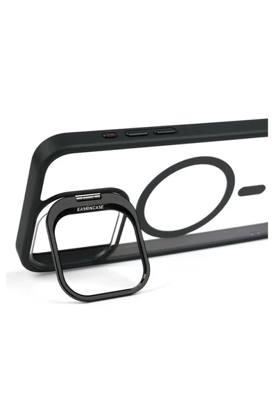 iphone 13 Pro Kılıf Magsafe   uyumlu Kamera Standlı +Lens koruyuculu Kapak - 4