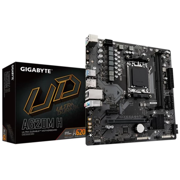 GIGABYTE A620M-H DDR5 6400MHZ 1XHDMI 1XDP 1XM.2 USB3.2 AM5 MATX (AMD 7000,8000 VE 9000 SERİ CPU UYUM