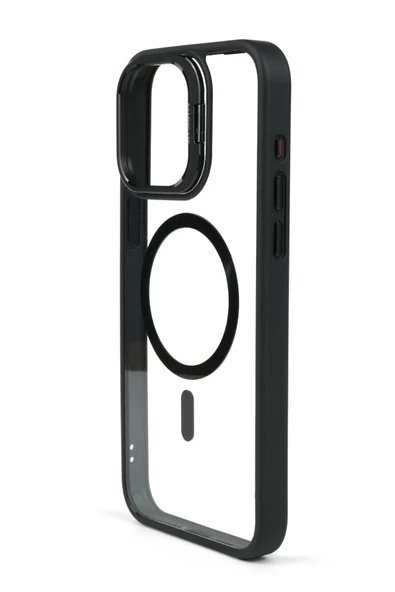iphone 13 Pro Kılıf Magsafe   uyumlu Kamera Standlı +Lens koruyuculu Kapak - 3