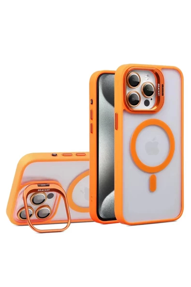 iphone 13 Pro Kılıf Magsafe uyumlu Kamera Standlı +Lens koruyuculu Kapak - 5