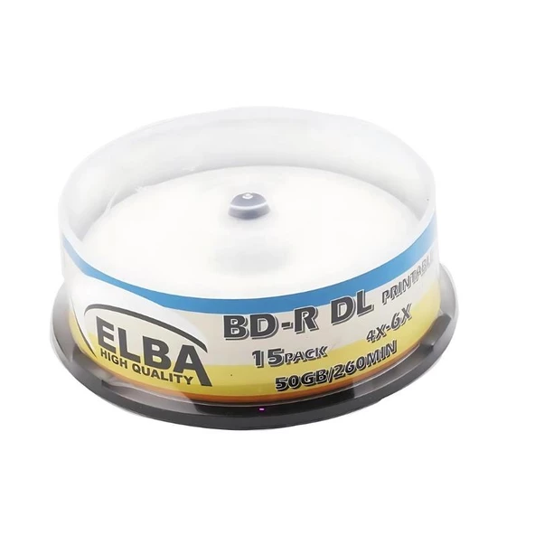 Elba Blu-Ray BD-R 6X 50GB 15'li Cake Box (Printable)